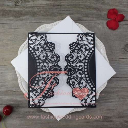 Free Printable Black Laser Cut Wedding Invitations